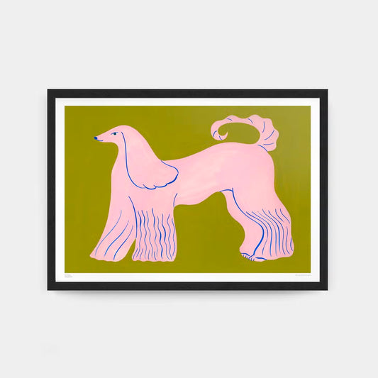 Pink Afghan Hound A3 Print