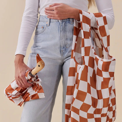 Reusable Bag - Recycled in Peanut Butter Checks