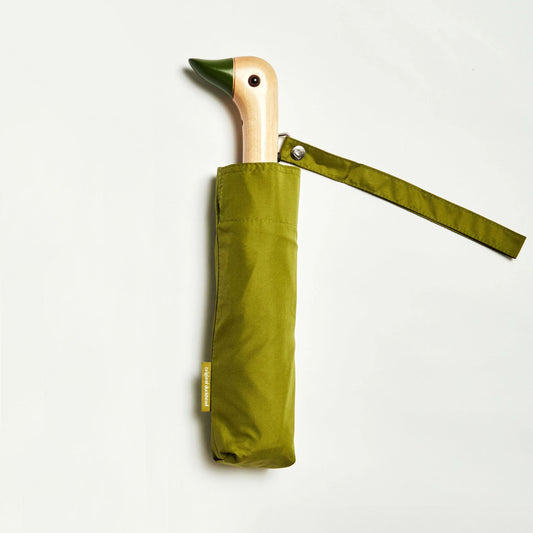 Compact Eco-Friendly Wind Resistant Duck Umbrella - Olive Green