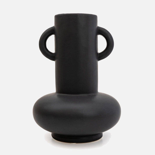 Matte Black Bulbous Vase 25 cm
