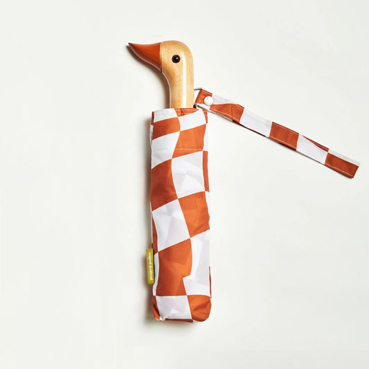 Compact Eco-Friendly Wind Resistant Duck Umbrella - Peanut Butter Checkers