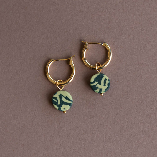Bits Circle Charm Hoop Earrings