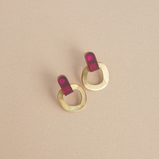 Around Brass Stud Earrings