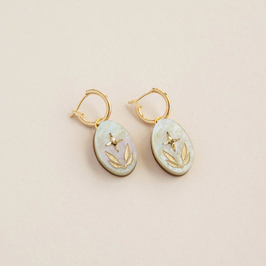 Celestial Seaweed Oval Hoop Earrings
