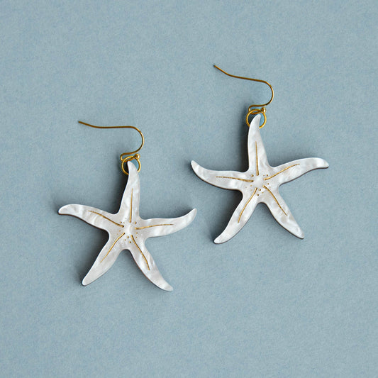 Pearly Statement Starfish Earrings - Hook or Hoop