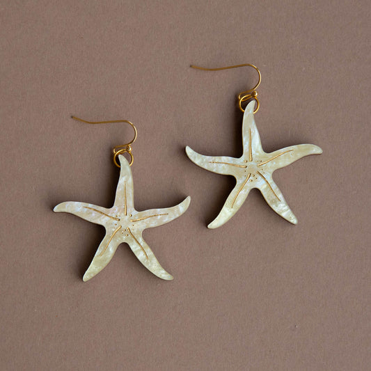 Pearly Statement Starfish Earrings - Hook or Hoop