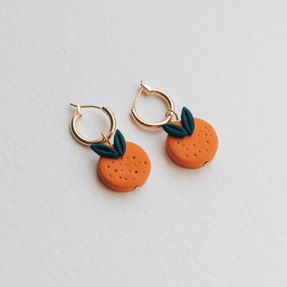 Orange Fruit Hoop Earrings
