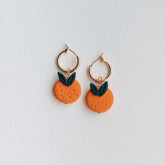 Orange Fruit Hoop Earrings