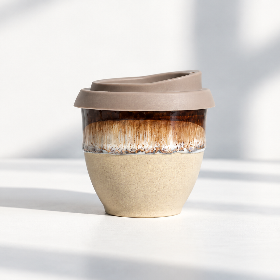 Rome Ceramic Travel Coffee Cup with Lid -  Primo