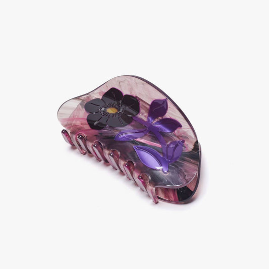 Dark Purple Mysterious Hellebore Flower Hair Claw Clip