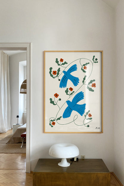 Madeline - Blue Doves Print 30 x 40 cm