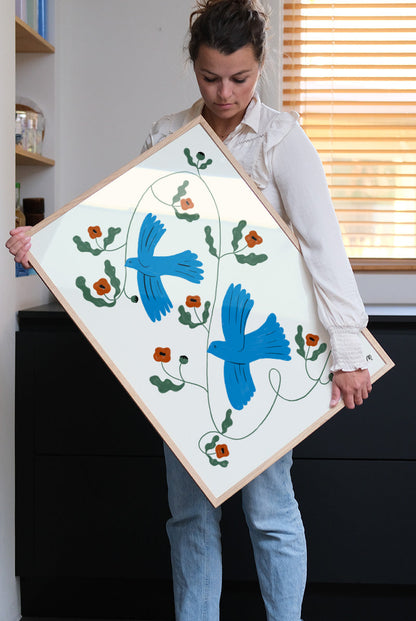 Madeline - Blue Doves Print 30 x 40 cm