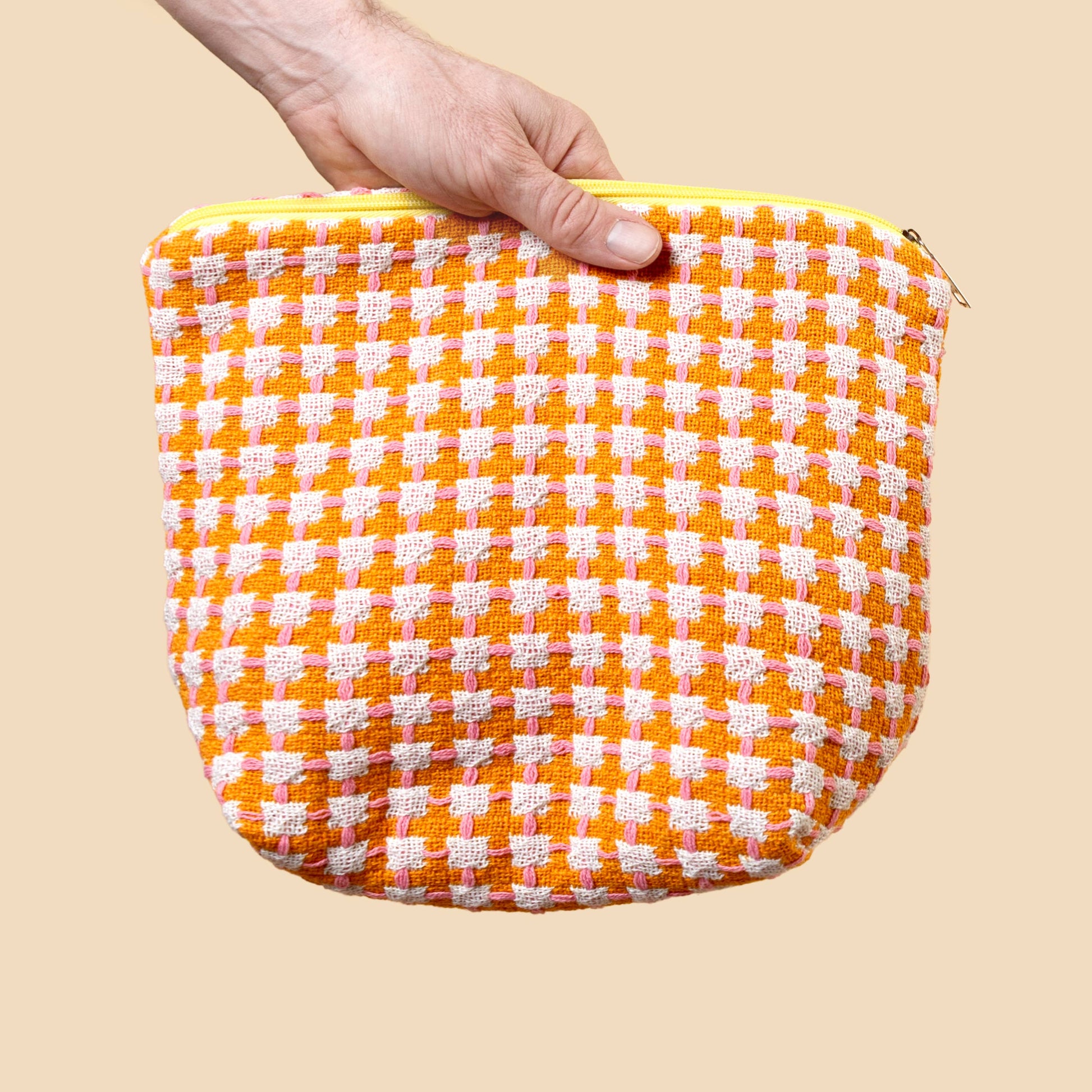 Recycled Cotton Wash Bag: Orange & Pink