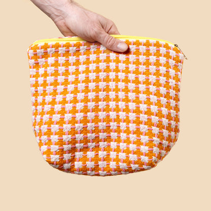 Recycled Cotton Wash Bag: Orange & Pink