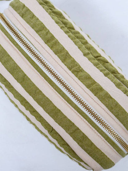 Pistachio Seersucker Dopp Cosmetic Bag