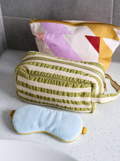 Pistachio Seersucker Dopp Cosmetic Bag