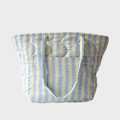 Butter Blue Seersucker Quilted Bag