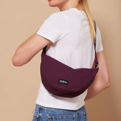 Andrea Banana Bag in Plum - Ethically Manufactured Bag