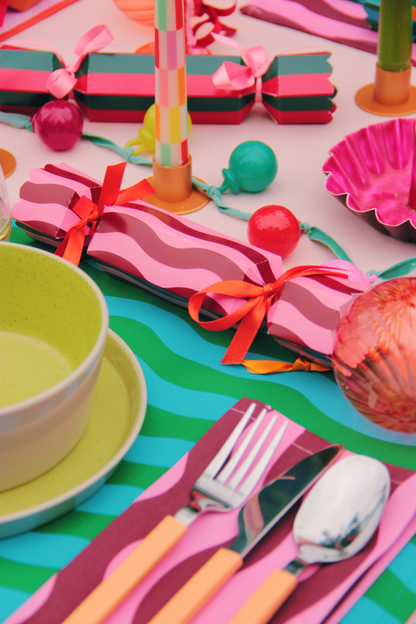 Pink and Maroon Stripe Pattern Christmas Crackers