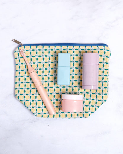 Recycled Cotton Wash Bag: Yellow & Green