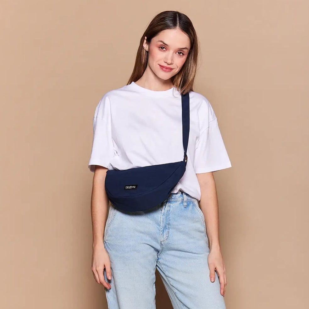 Andrea Banana Bag in Navy - Ethically manufactured Bag