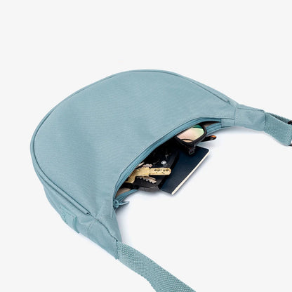 Lua Half Moon Bag Recycled Fabric - Stone Blue