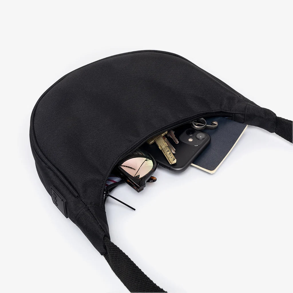Lua Half Moon Bag Recycled Fabric - Black