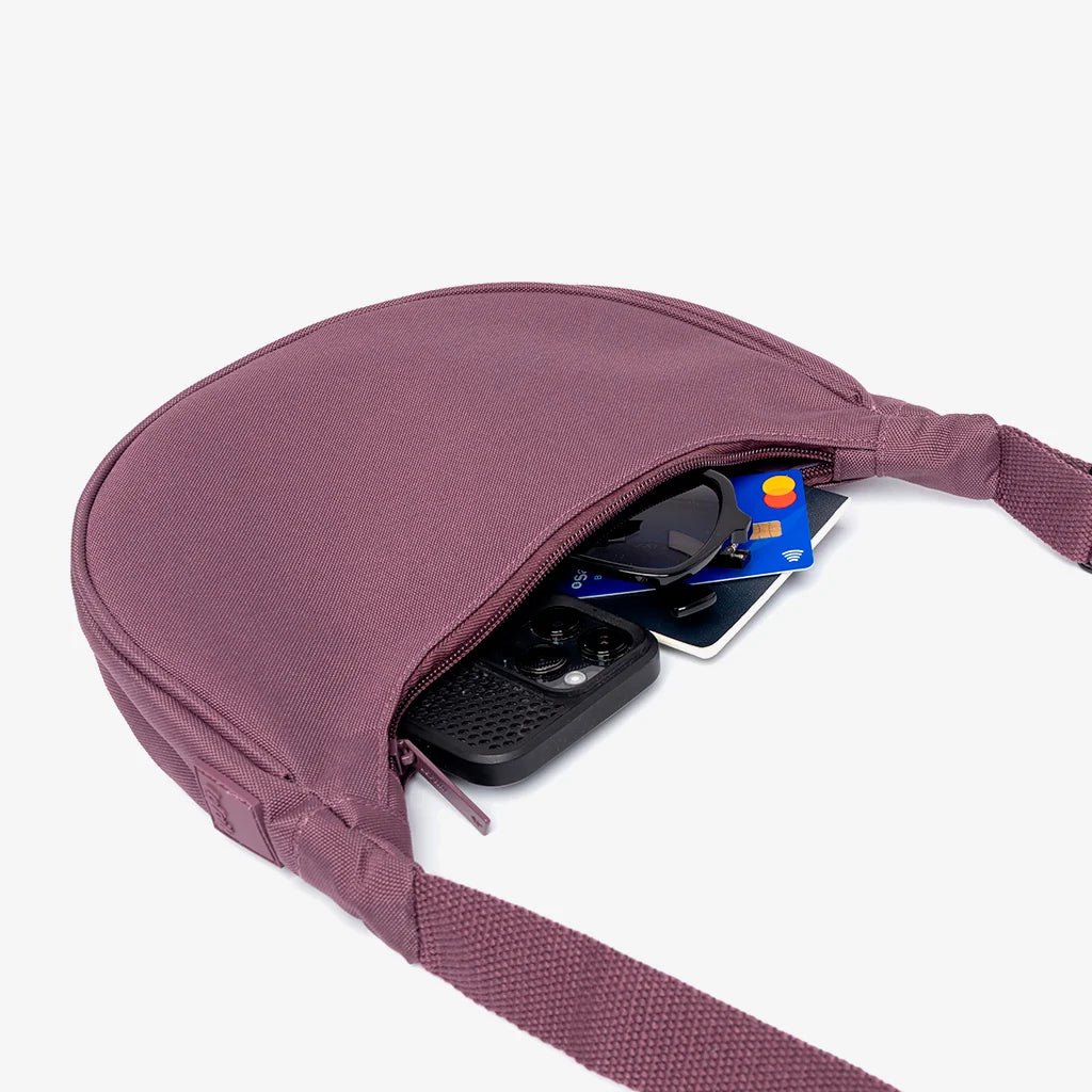 Lua Half Moon Bag Recycled Fabric - Maroon