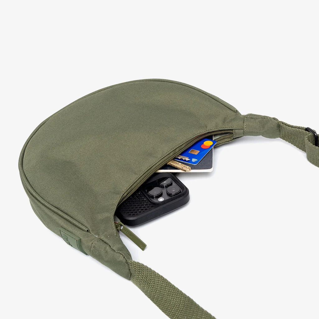 Lua Half Moon Bag Recycled Fabric - Olive