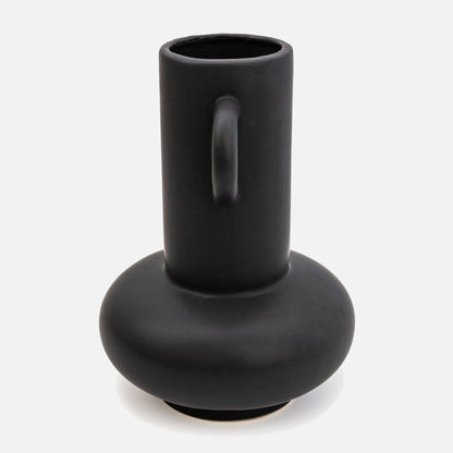 Matte Black Bulbous Vase 25 cm