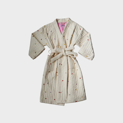 Forget Me Not Embroidered Quilted Robe