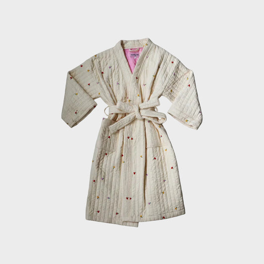 Forget Me Not Embroidered Quilted Robe