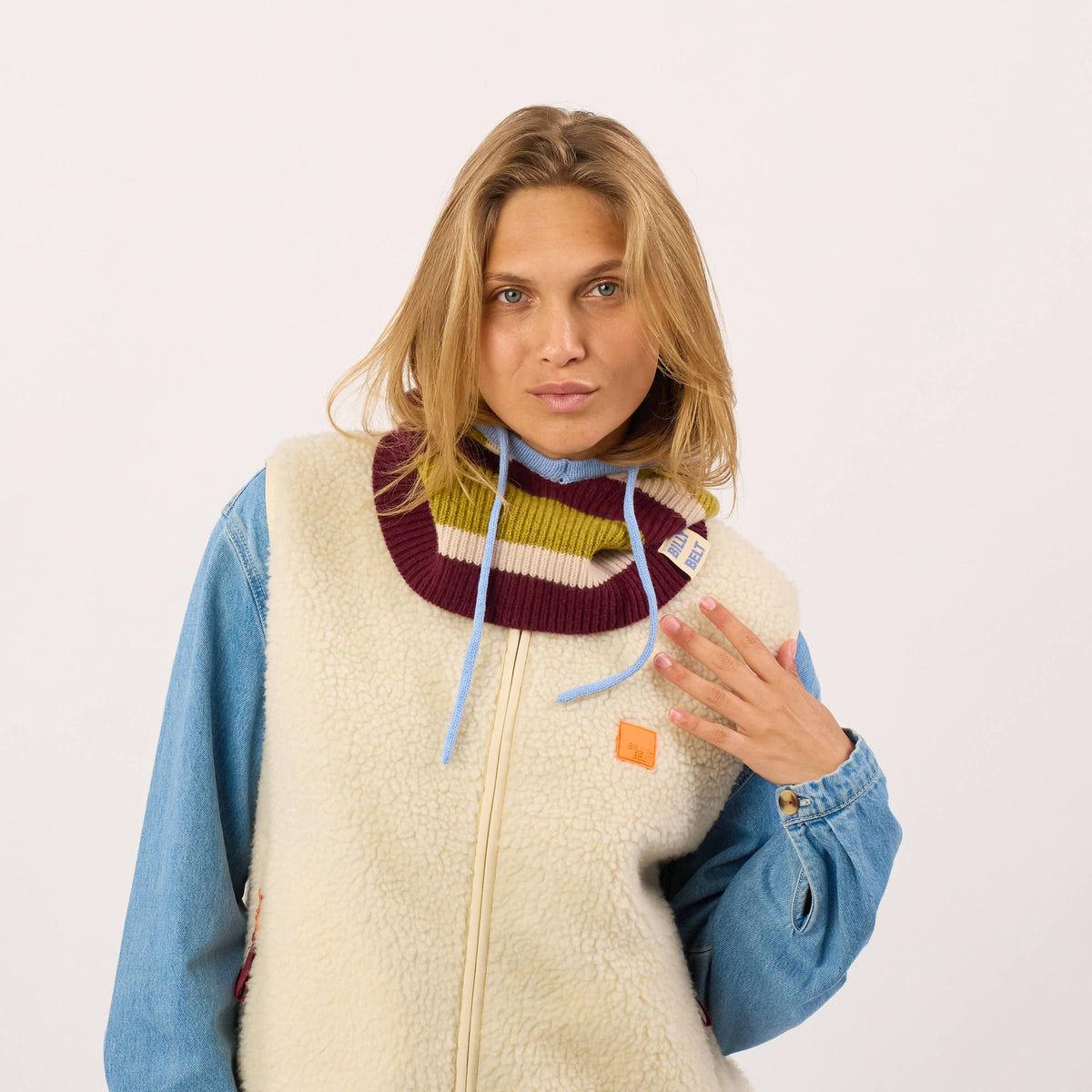 Balaclava - Striped, olive and wine red: One size