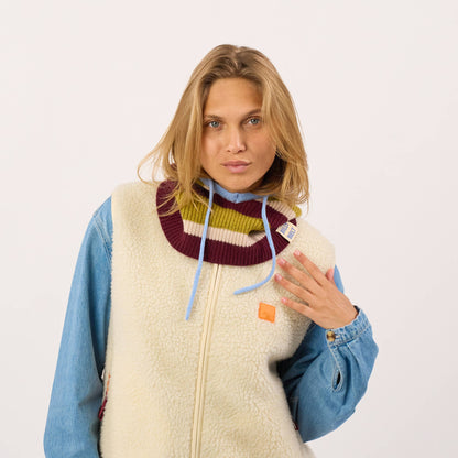 Balaclava - Striped, olive and wine red: One size