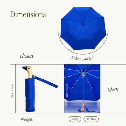 Compact Eco-Friendly Wind Resistant Duck Umbrella - Royal Blue