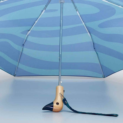 Compact Eco-Friendly Wind Resistant Duck Umbrella - Blue Swirl