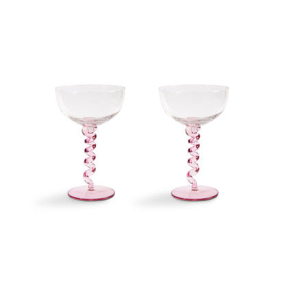 Coupe Spiral Glasses in Pink - Set of 2