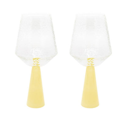 Wine Glass Claude in Clear and Topaz Opaque: Set of 2 Glasses