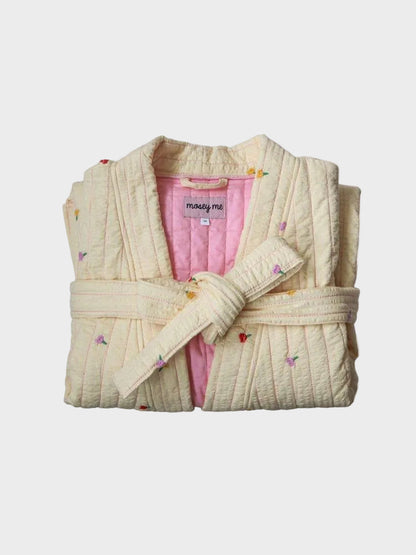 Forget Me Not Embroidered Quilted Robe