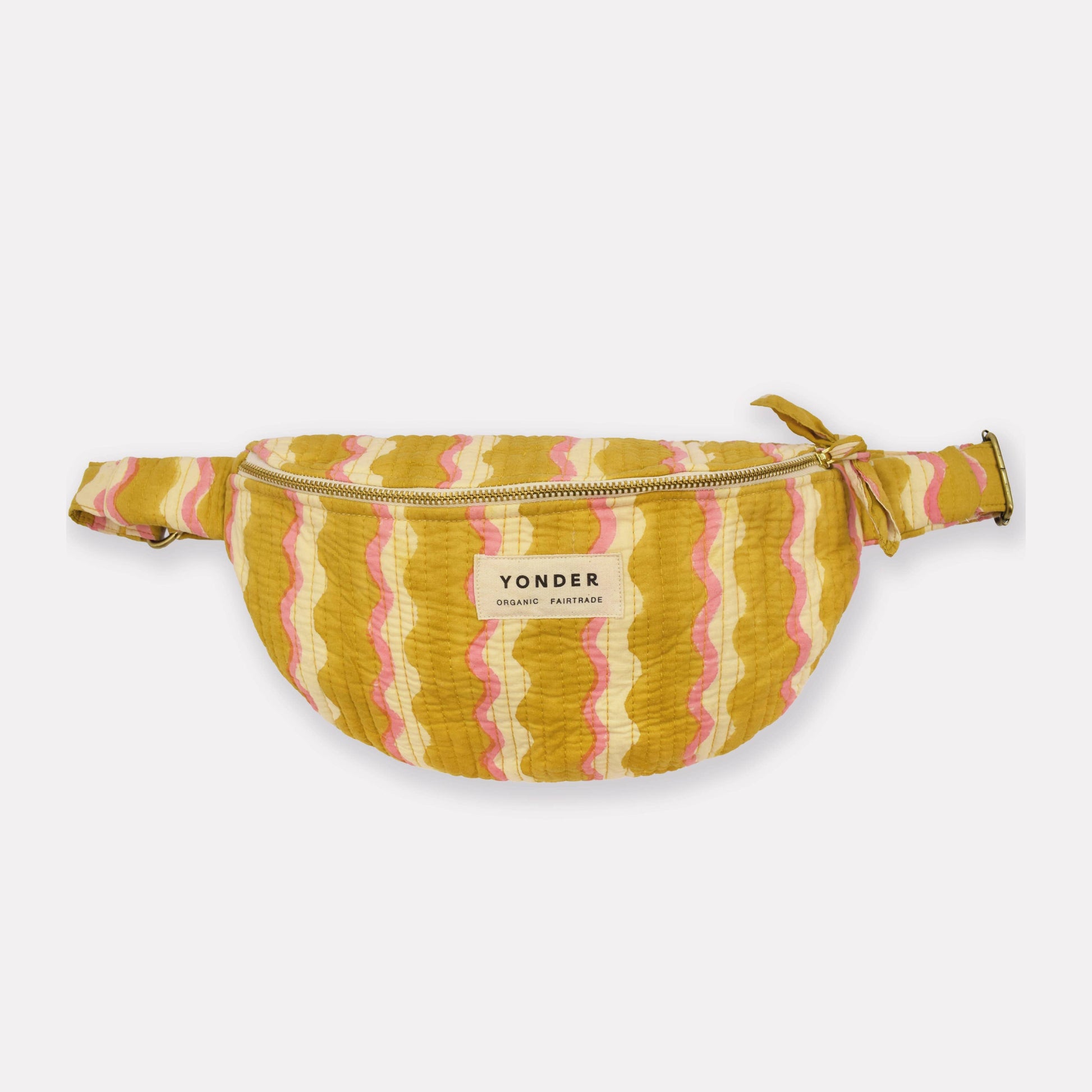 Cotton Quilted Bumbag  in Honey Wiggle