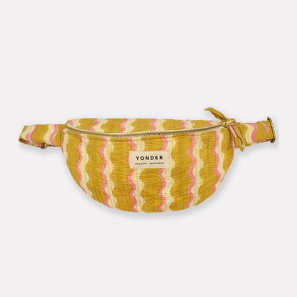 Cotton Quilted Bumbag  in Honey Wiggle