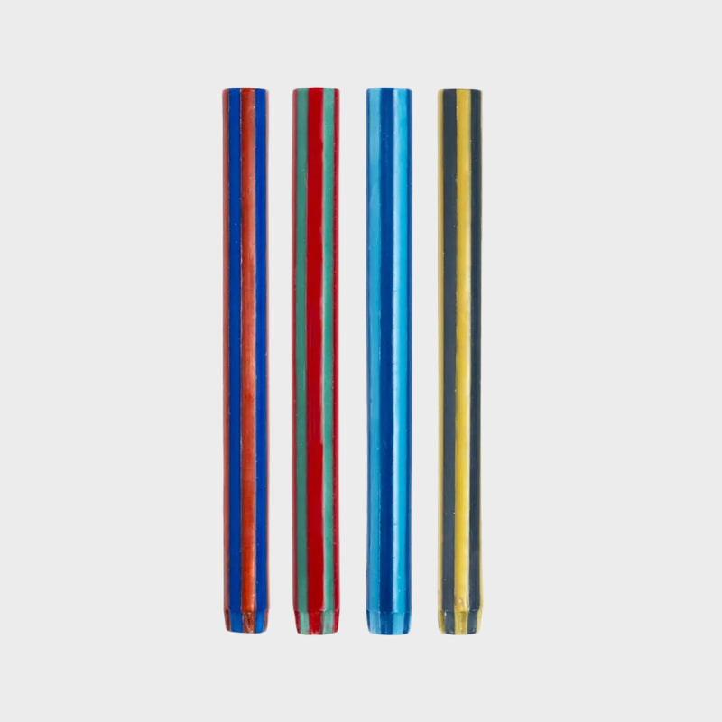 Stripe Dinner Candles: Mixed Set - Colours Strong
