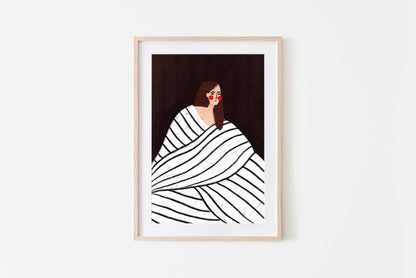 The Woman With The Black and White Stripes - Art Print: A3