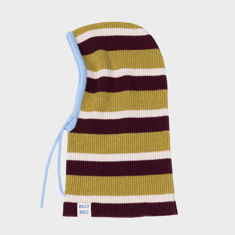 Balaclava - Striped, olive and wine red: One size