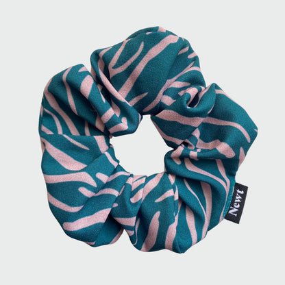 Green Shima Print Silky Recycled Materials Hair Scrunchie