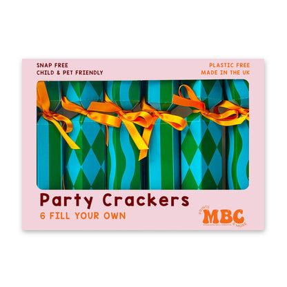 Blue and Green Stripe Pattern Christmas Crackers