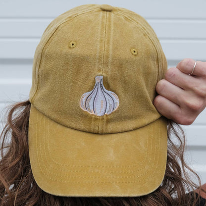 Garlic Embroidered Adjustable Cap Hat