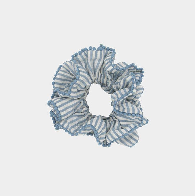 CHOUCHOU Scrunchie - Ruffled Blue Stripes