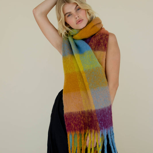 Recycled Materials Reykjavik Scarf - Yellow Check