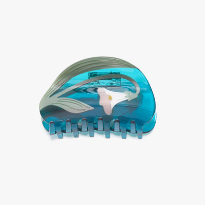 Alba White Vine Flower Hair Claw Clip - Teal